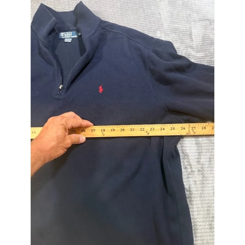 Polo‎ Ralph Lauren Mens XXL Navy Blue 100% Cotton Quarter Zip Pullover Sweater